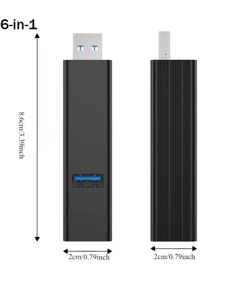 6 In 1 USB 3.0 Hub Docking Station With SD TF Card Reader For Laptop - Image 3