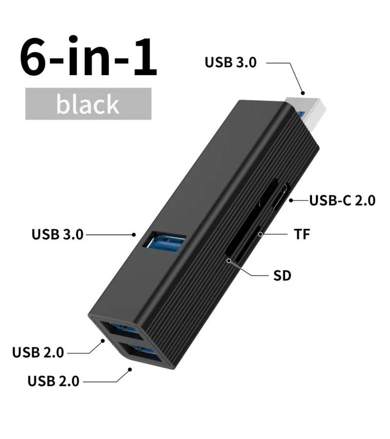 6 In 1 USB 3.0 Hub Docking Station With SD TF Card Reader For Laptop - Image 1
