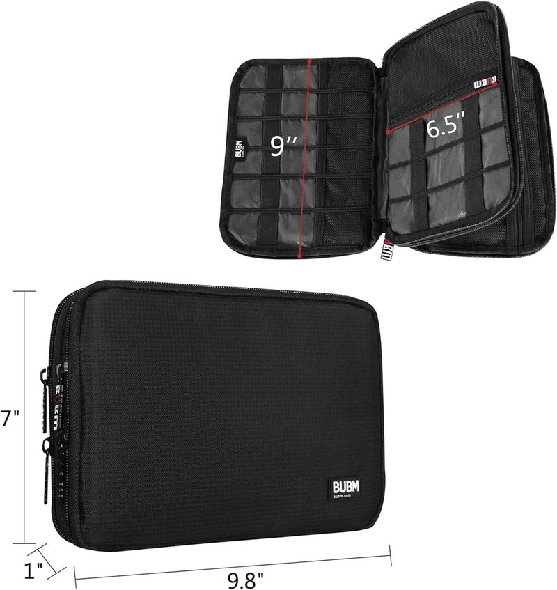 BUBM Double Layer Electronic Accessories Organizer, Travel Gadget Bag for Cables, USB Flash Drive, Plug and More, Perfect Size Fits for iPad Mini (Medium, Black) - Image 5