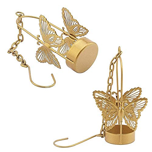 Kyzzo Butterfly Hanging Tealight Candle Holder for Home Decor Indoor and Outdoor Decoration Diwali Gifting Item Pack of 4 pcs Gold - Image 2