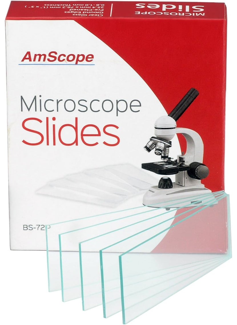 AmScope AmScope 72 pcs Blank Microscope Slides PreCleaned Glass Slides for Microscopes  - Image 1