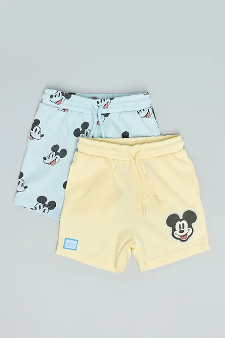 أر أند بي 2 Pack Mickey Mouse Print Shorts with Drawstring Waist