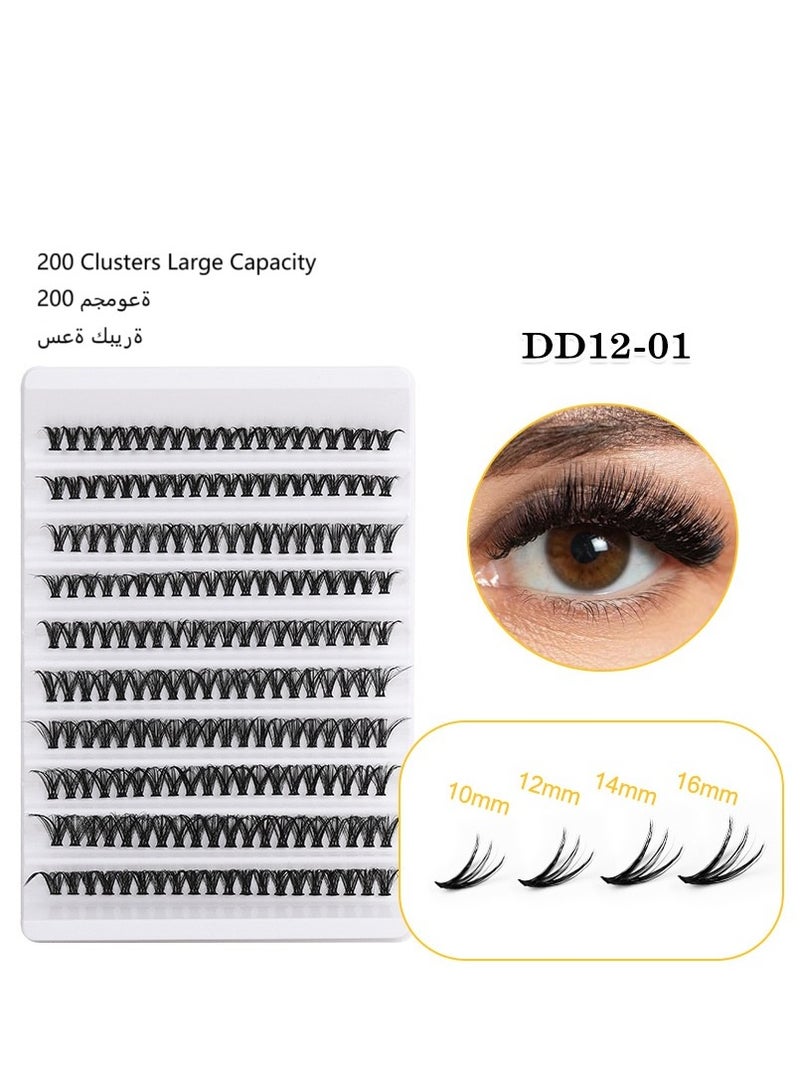 DIY Self Extension False Eyelash 40P Large Capacity 200 Single Cluster Extension Thick Segmented Eyelash - Image 2