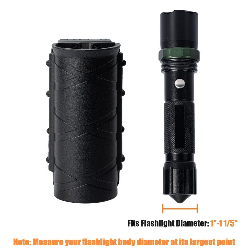 TACNEX Flashlight Holder for Duty Belt Tactical MOLLE Torch Holster Rotatable Light Carry Case Pouch fit 1"-1.2" Diameter Flashlight for Police LEO Security Military - Image 2