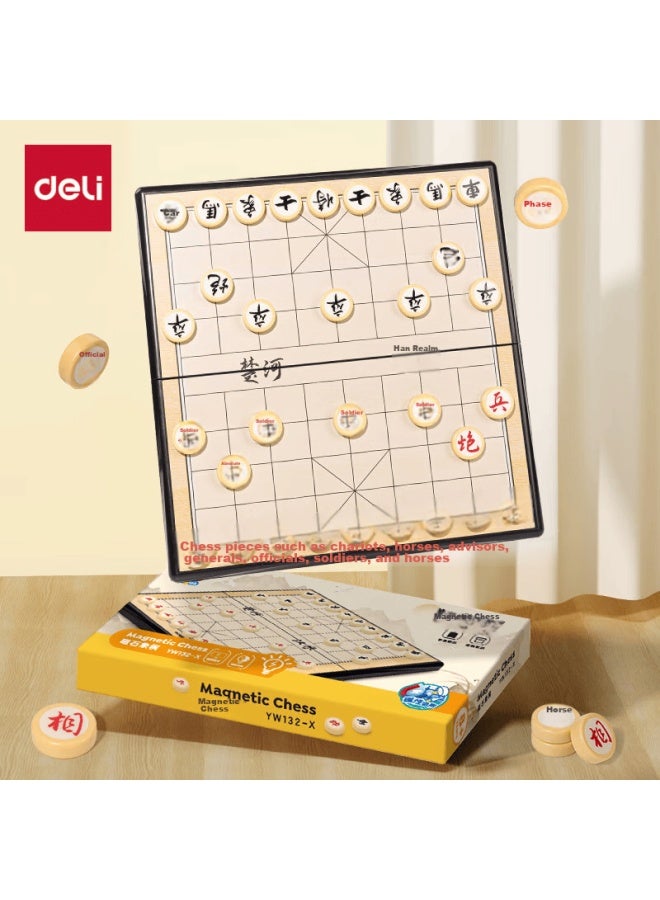 Deli Magnetic Chinese Chess Set With Folding Board, Educational Board Game For Children, Entertainment Gift For Back-to And Camping - Image 1