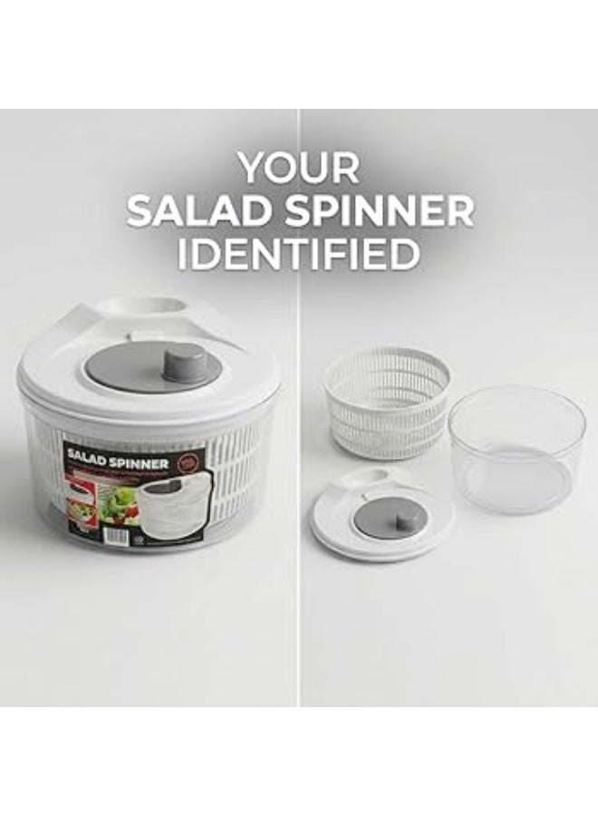Spinner Manual Salad Spinner with Clear Bowl, White Lid, and Gray Handle - Image 3