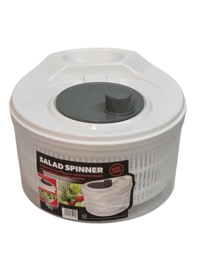 Spinner Manual Salad Spinner with Clear Bowl, White Lid, and Gray Handle - Image 1
