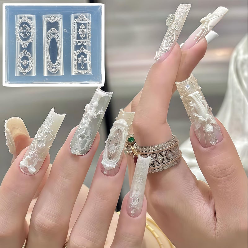 BHCCXZ 5Pcs 3D Virgin Mary Cupid Angel Gel Nail Art Mold Arts Resin Picture Frame Molds for Accessories Supplies Wing Silicone Tools Nails - Image 5
