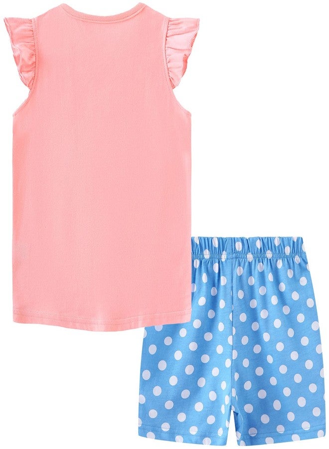 Bumeex Toddler Girl's Summer Clothes Outfit,Cotton T-Shirt and Shorts Clothing Set Pink Flower 5t - Image 2