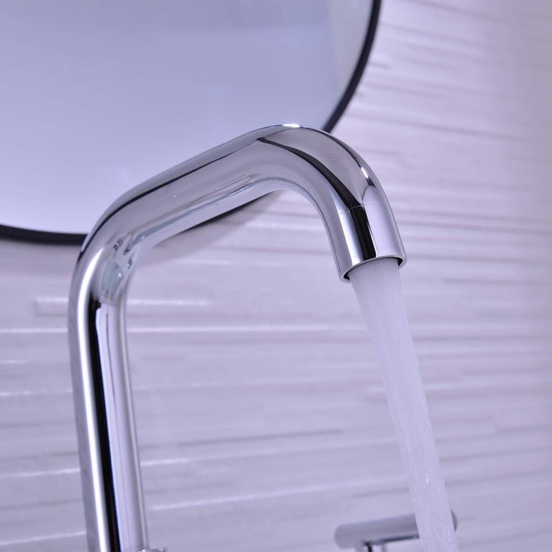TRUSTMI 2-Handle 8 Inch Widespread Bathroom Sink Faucet High Arc Brass 3 Holes Vanity Faucet with cUPC Water Supply Hoses, Overflow Pop Up Drain Included, Chrome - Image 4
