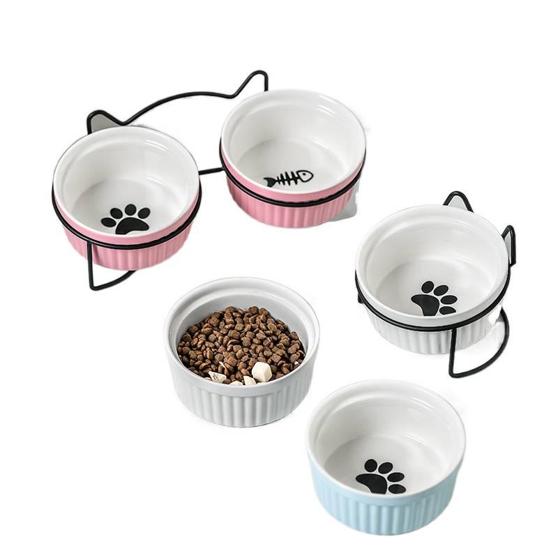 Black Double Pet Bowl with Raised Stand Tilted Bowl and Anti-Tip Base Feeding Bowl Pet Feeding Accessory Easy Clean Bowl Floor Mat Use Food and Water Home Use for Cats and Dogs - Image 5