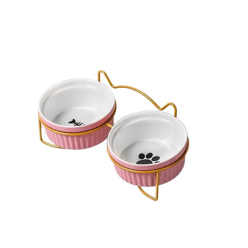 Black Double Pet Bowl with Raised Stand Tilted Bowl and Anti-Tip Base Feeding Bowl Pet Feeding Accessory Easy Clean Bowl Floor Mat Use Food and Water Home Use for Cats and Dogs - Image 2