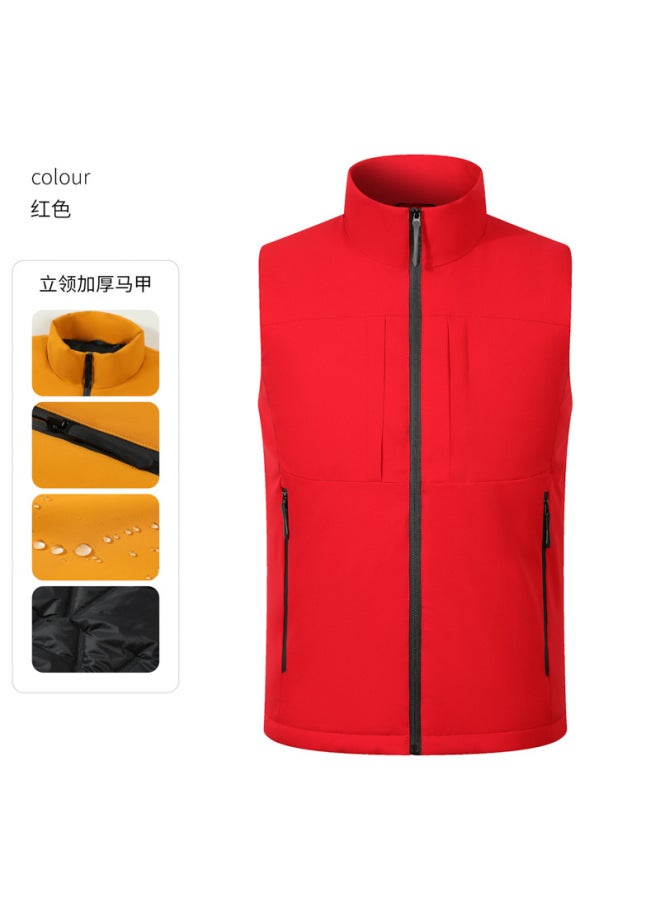 Thickened Velvet Windproof Outdoor Training Running Sports Vest, Warm Down Cotton Student Vest, Customizable