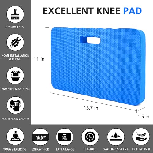 HOOPLE Extra Thick Kneeling Pad 1.5 Inch, Large Foam Kneeling Cushion for Gardening, Bathing, Exercise, Yoga & Garage Work, Waterproof Comfort Knee Mat for Gardeners & Home Use, Blue 17.5 x 11 x 1.5 Inches - Image 2