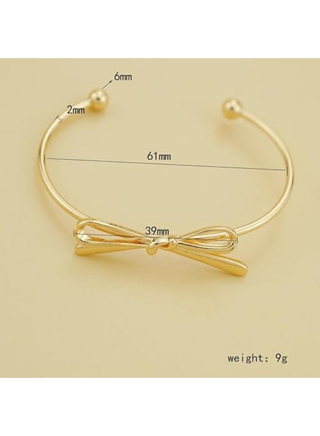 Goolsky A Vintage-Style Open Bangle with a Simple Bow Decoration, Embodying a European And American Aesthetic. - Image 3