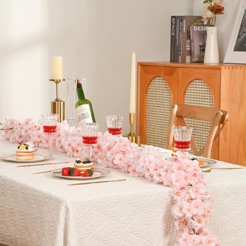 Sunm Boutique 4-Pack 23.6 Ft Cherry Blossom Garland Cherry Blossom Hanging Vine Silk Sakura Vines Garland for Wedding Party Decor, Pink - Image 2