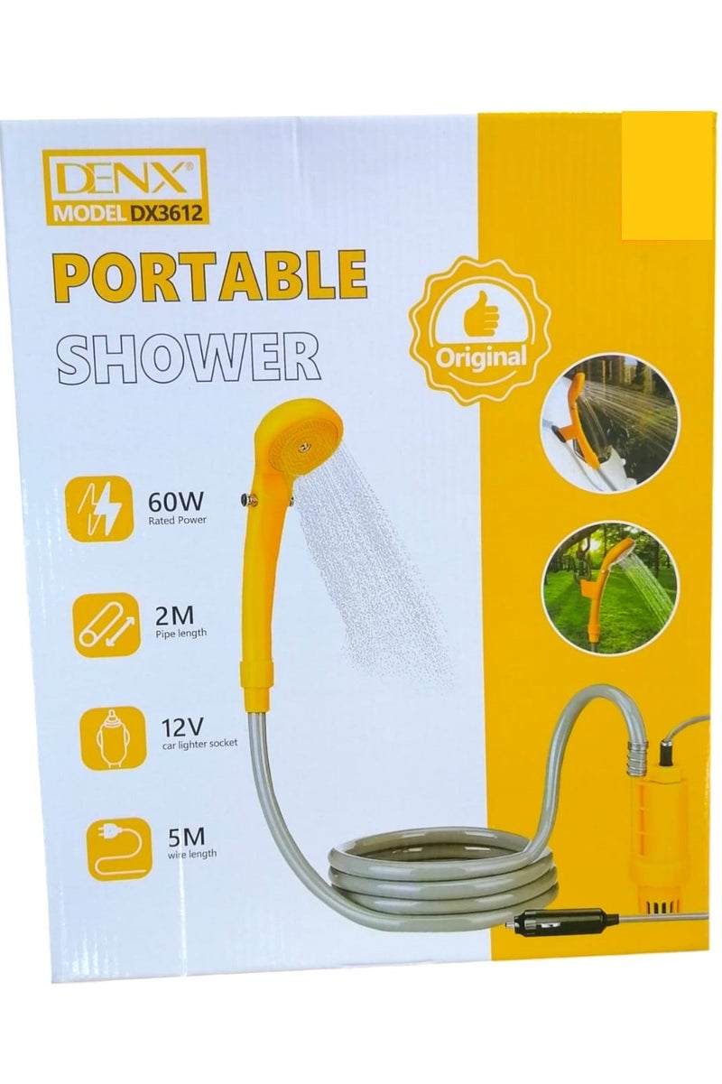 دينكس غسالة سيارات محمولة 12 فولت - تضخ المياه من الدلو إلى تيار دش ثابت ولطيف للتخييم والسفر والشاطئ والسباحة والحيوانات الأليفة والأنشطة الخارجية والداخلية - Image 4