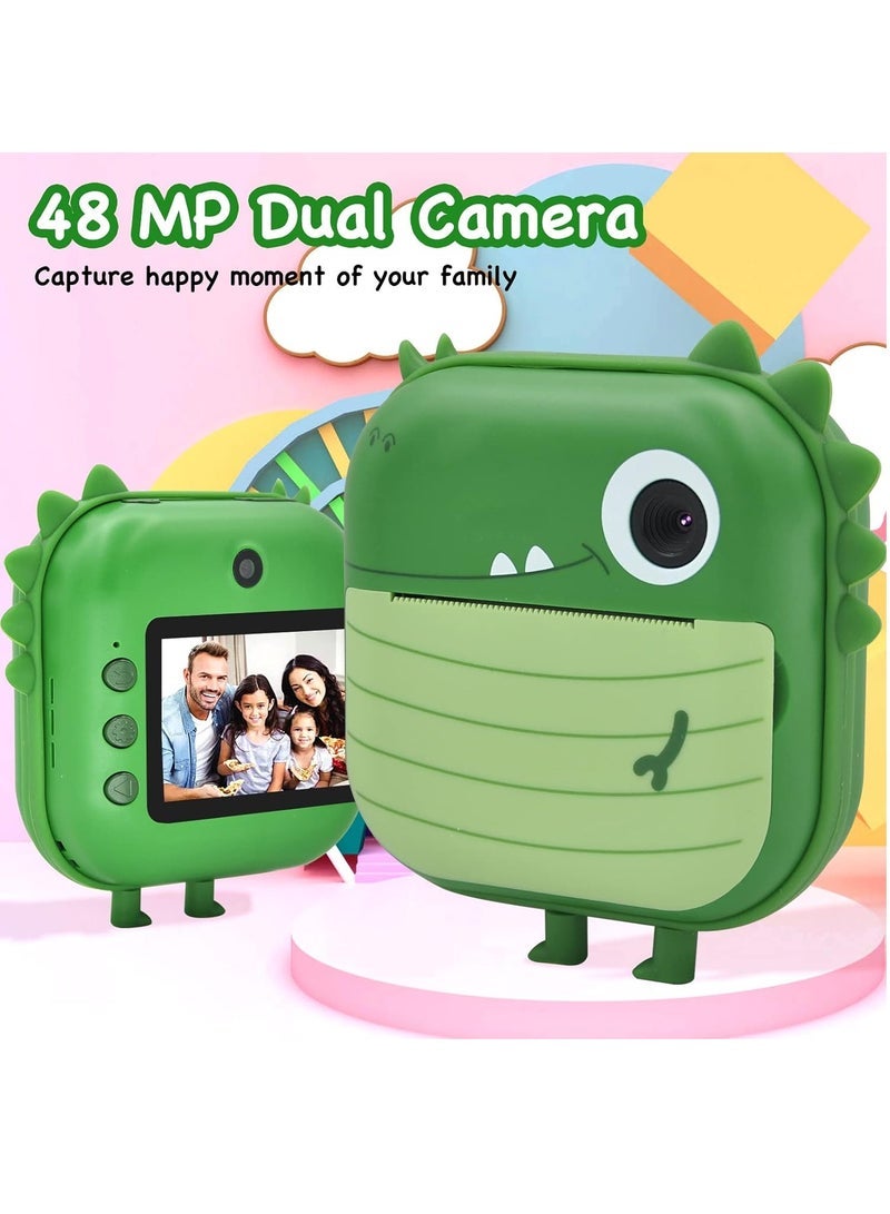 Children's Camera, Instant Print Crocodile-shape Camera, 2.4-inch Screen Dual Lens 1080P HD Video Camera Comes with 32GB TF Card, as Gifts for Kid from 3 to 14 Years (Green)  - Image 3