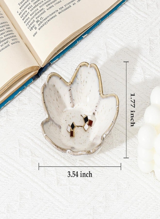 Koythin 2-Piece Flower Trinket Dish, Ceramic Jewelry Ring Holder Dish & Trinket Bowl, Small Decorative Plate Tray, Jewelry Plate Bowl for Rings, Keys, Earrings, Bedroom Decor for Women (Grey) - Image 2