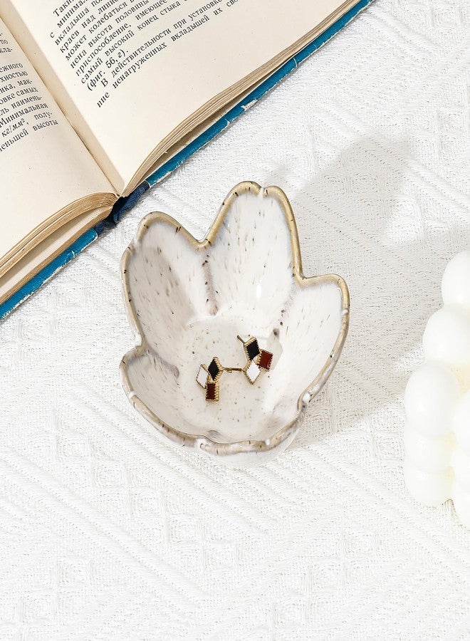 Koythin 2-Piece Flower Trinket Dish, Ceramic Jewelry Ring Holder Dish & Trinket Bowl, Small Decorative Plate Tray, Jewelry Plate Bowl for Rings, Keys, Earrings, Bedroom Decor for Women (Grey) - Image 5