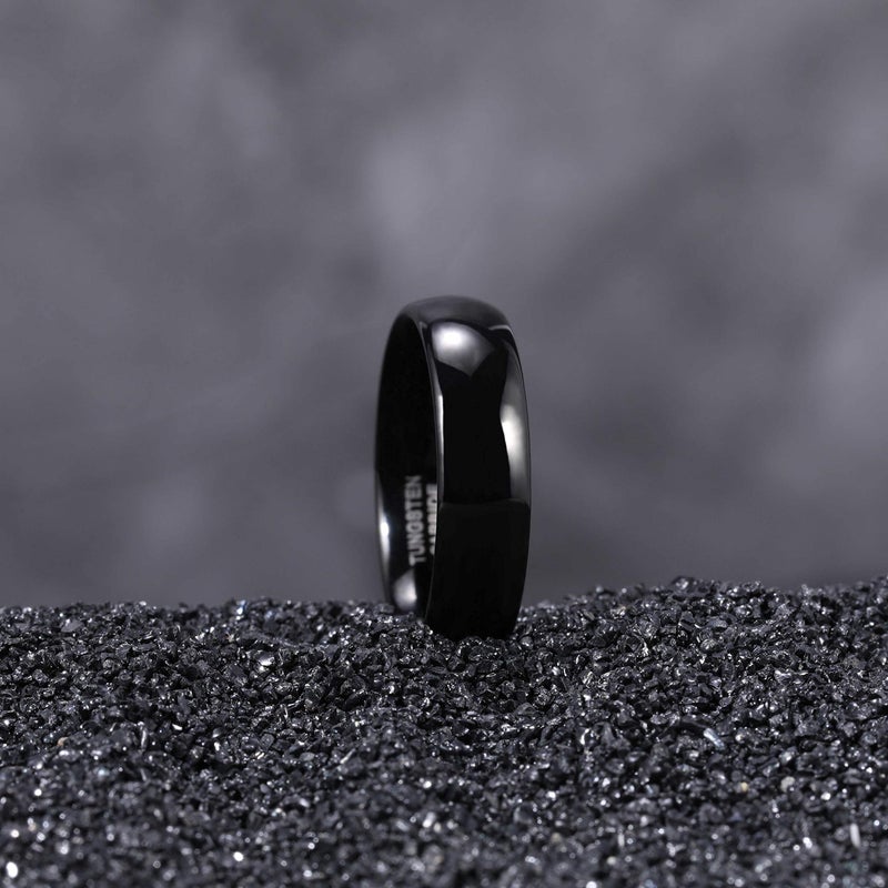 TRUMIUM 6mm Black Tungsten Ring for Men Women High Polished Comfort Fit Wedding Band Size 5.5 - Image 3