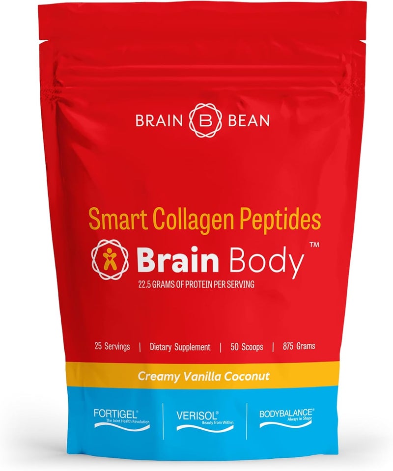 Brain-Bean Brain Body Collagen Peptides Powder  Vital Protein  Collagen Supplement for Women  Men  Hydrolyzed Type I  III for Hair Skin Nails  Joint Health  25 Servings  Creamy Vanilla Coconut  875g - Image 1