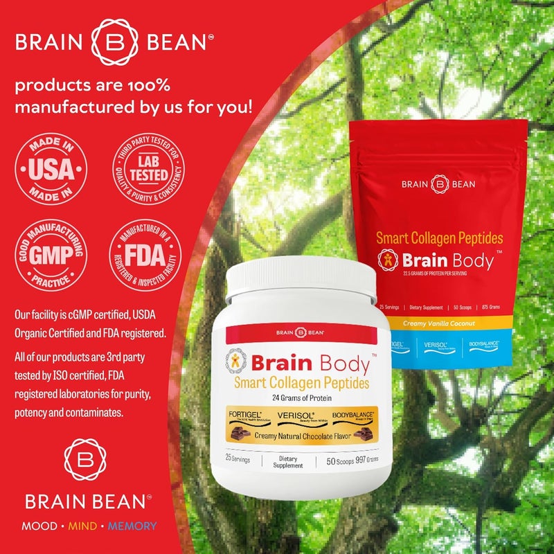 Brain-Bean Brain Body Collagen Peptides Powder  Vital Protein  Collagen Supplement for Women  Men  Hydrolyzed Type I  III for Hair Skin Nails  Joint Health  25 Servings  Creamy Vanilla Coconut  875g - Image 3