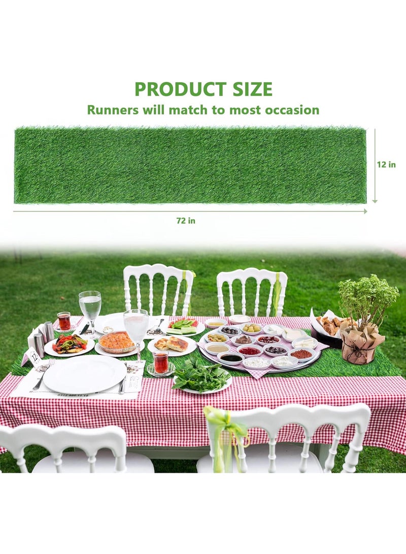 SOLARAE 12x72 Inch Artificial Grass Dining Table Runner Green Table Decor for Holiday Party, Kitchen Decor, Wedding, Banquet, Indoor/Outdoor Tea Party Decorations(Grass Style) - Image 4