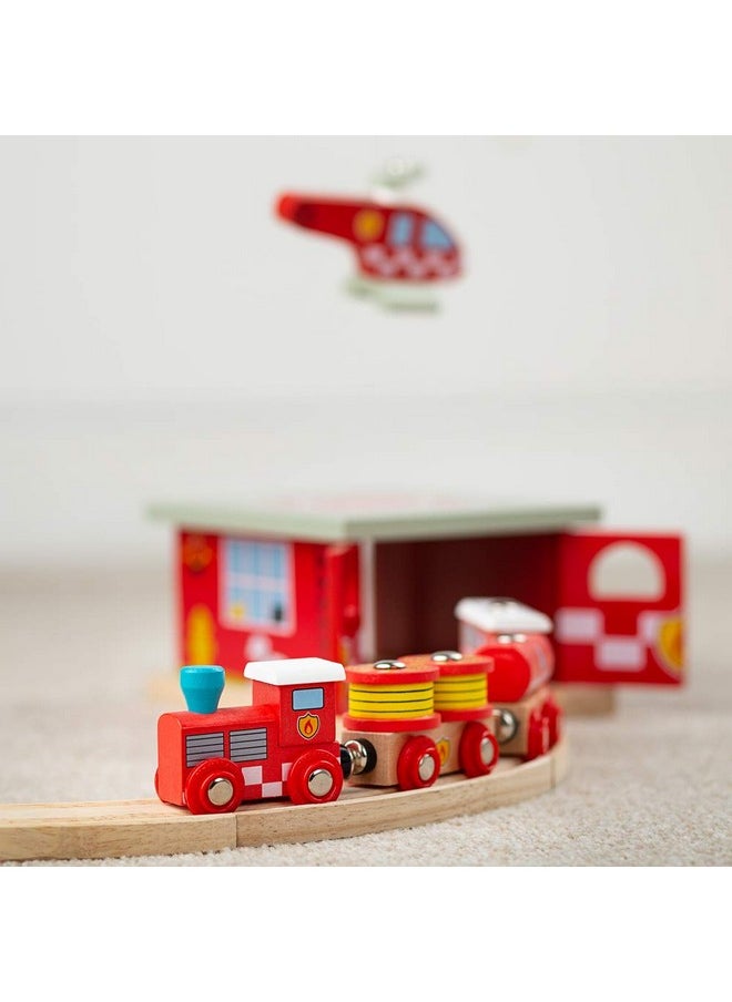 Bigjigs Rail Bigjigs Rail Fire and Rescue Train - Fire Train Toy, Bigjigs Train Accessories Compatible with Most Wooden Train Sets, Quality Wooden Train Accessories  - Image 2