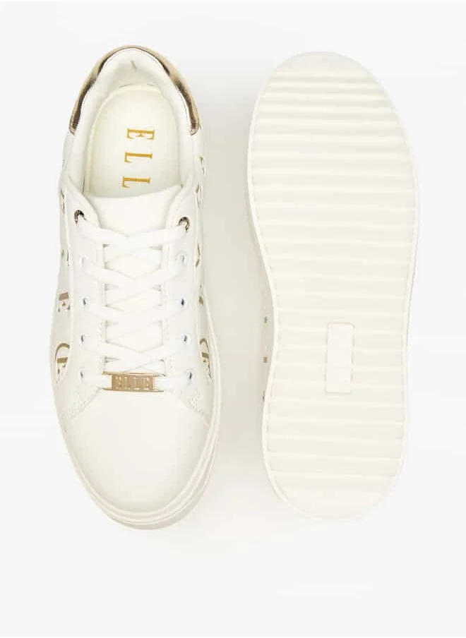 ELLE Women's Logo Print Lace-Up Sneakers