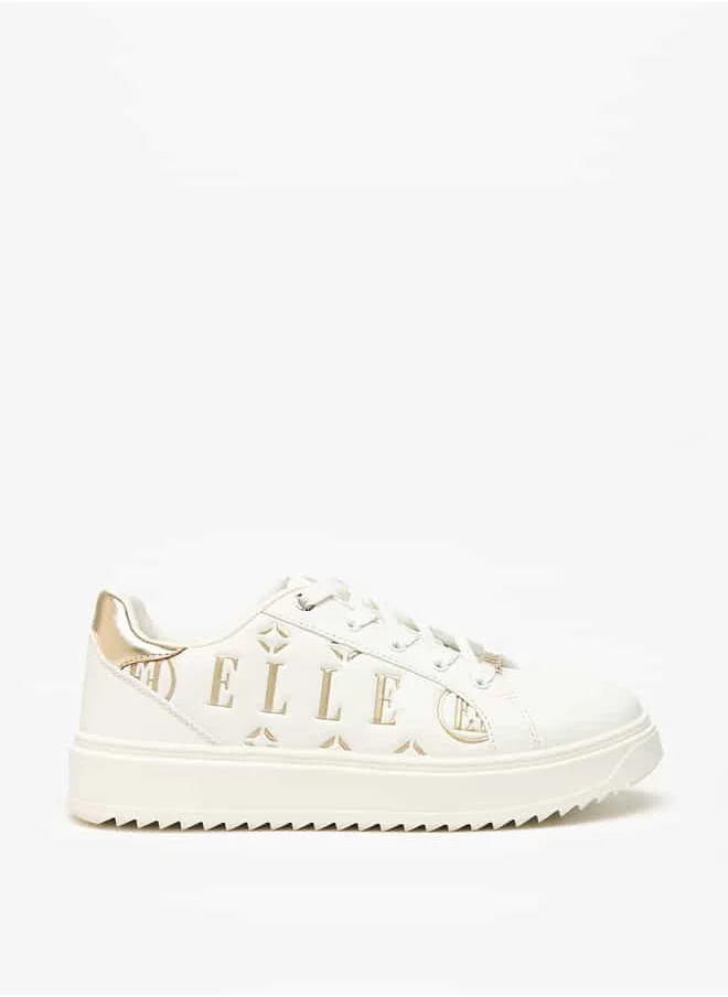 ELLE Women's Logo Print Lace-Up Sneakers