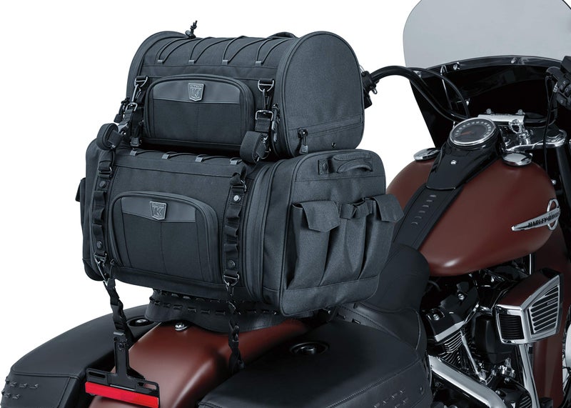 Kuryakyn 5283 Momentum Drifter Motorcycle Travel Luggage: Weather Resistant Roll Bag with Sissy Bar Straps, Black, 18.5” W x 11.5” T x 12” D - Image 3