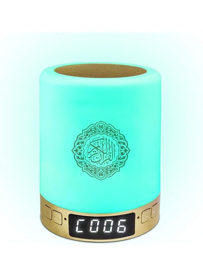 Equantu Bluetooth Quran Speaker Led Night Light Portable Quran Player Speaker Colorful Night Lights Touch Lamp Quran Spraker Azan Prayer Alarm Clock - Image 1