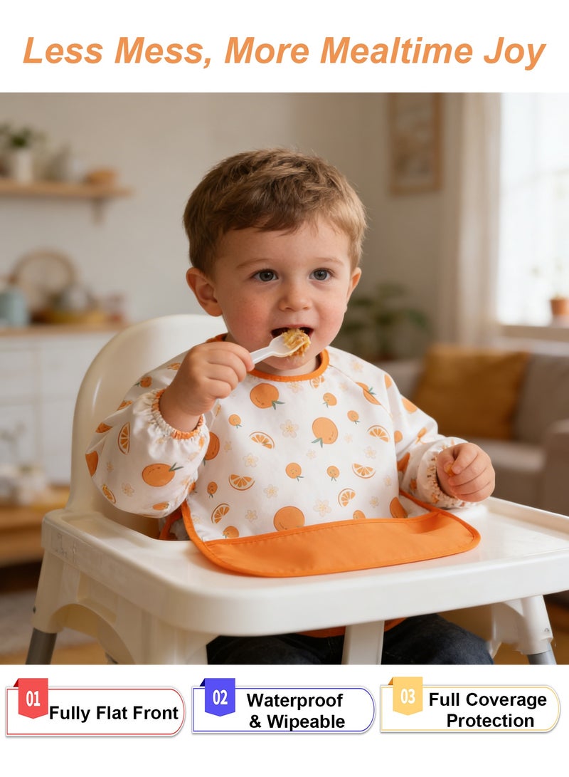 Splendors 3-Pack Long Sleeve Bib for Infants and Toddlers Ages 3-5 – Elastic Cuffs, Large Pockets, Waterproof Recycled Polyester – Convenient for Meals and Art Time - Image 3