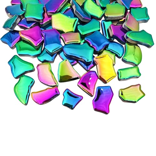 YOZIEMQ 068153 Irregular Ceramic Mosaic Tiles500g11lb Ceramic Mosaic Tiles for CraftsCeramics Mosaic Pieces for Home Decoration or DIY CraftsMosaic Making Supplies Iridescent Rainbow - Image 1