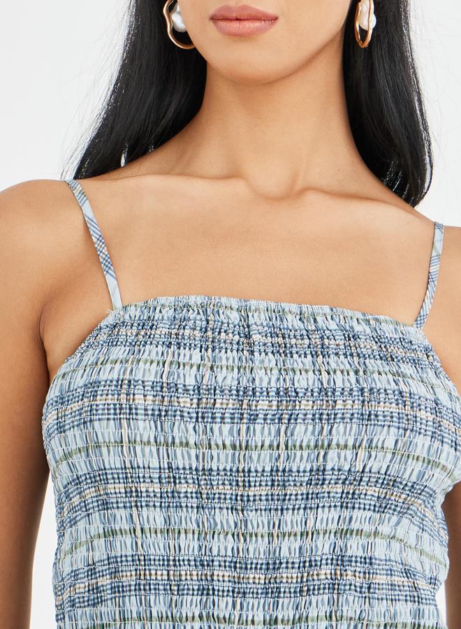 تايك تو فستان ماكسي مخطط بتفاصيل مكشكشة وأشرطة - Image 4