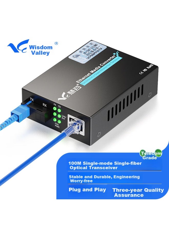 Huigu 100mbps Fiber Optic Transceiver Single-mode Single-fiber A-end Optical-electrical Converter Telecom Grade Sc Interface 25km Price Per Unit Hg800-fe