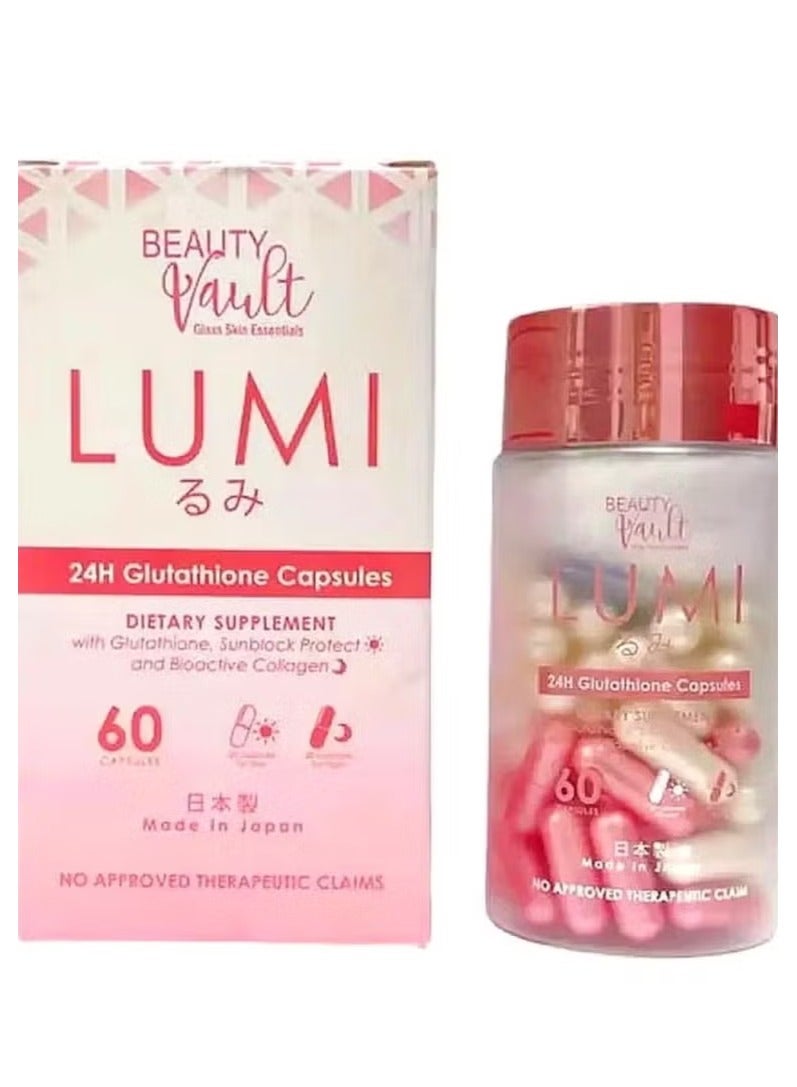 best seller glutathione pills Beauty Vault LUMI 24H Capsules 60 Caps | Price KSA Cathy Doll L-Glutathione Magic Innerlab Triple Liposomal Glutathione Drink:1 Box