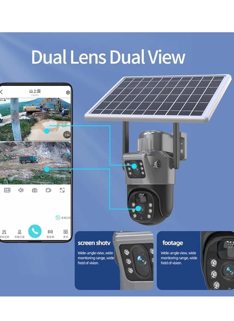 PROLAB 4G LTE Solar dual lens Battery Outdoor PTZ Camera, Humanoid Tracking, Two-way Voice, Built-in Battery, Full Colour Night Vision, Waterproof, Mobile Phone Control, 360° Monitoring  - Image 1