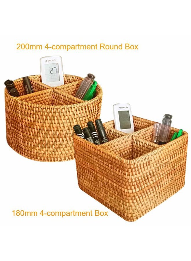 i-lan Handwoven Rattan 4 Compartments Storage Box Cosmetics Organizer Utensil and Bottle Serving Basket 200mm 4-compartment Round Box Beige 6660508 - Image 4