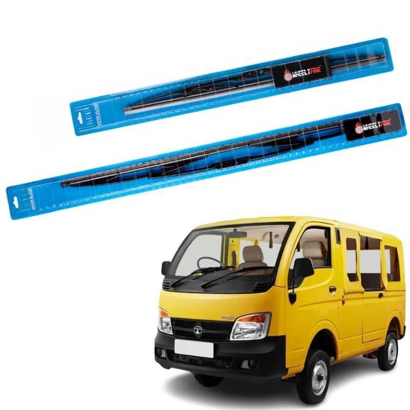 Wheelyfine Car Wiper Blades | Metal Frame | Water Repellent Windshield Wipers | Blade Refills (Tata Magic Iris (2011 Onwards) Dr 20"/Pa 17") - Image 2