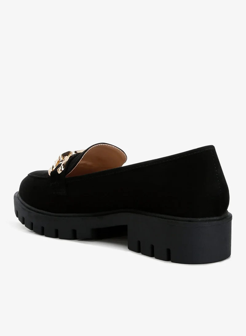 London Rag  London Rag Women's Micro Suede Metal Chain Link Loafers in Black for Women | Best Price UAE