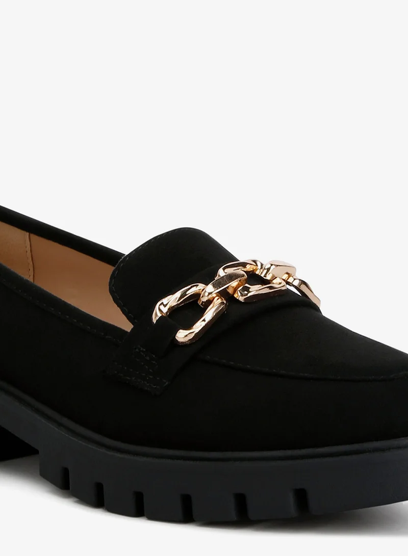 London Rag  London Rag Women's Micro Suede Metal Chain Link Loafers in Black for Women | Best Price UAE