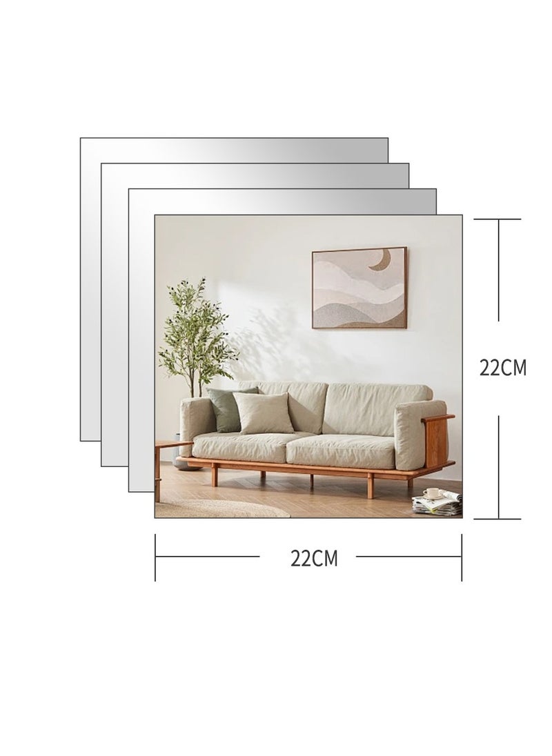 Beirui 22X22cm X 4 Pieces Dressing Mirror, Full Body Mirror, Rectangular Glass Wall Mirror, Bedroom Living Room Makeup Mirror  - Image 2