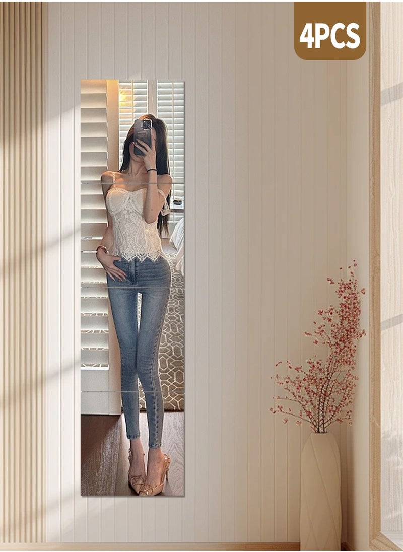 Beirui 22X22cm X 4 Pieces Dressing Mirror, Full Body Mirror, Rectangular Glass Wall Mirror, Bedroom Living Room Makeup Mirror  - Image 1