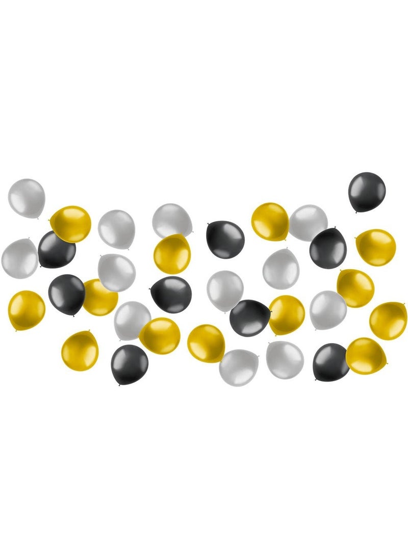 Folat Mini Balloons Metallic Gold Silver Black 13 cm 50-pack