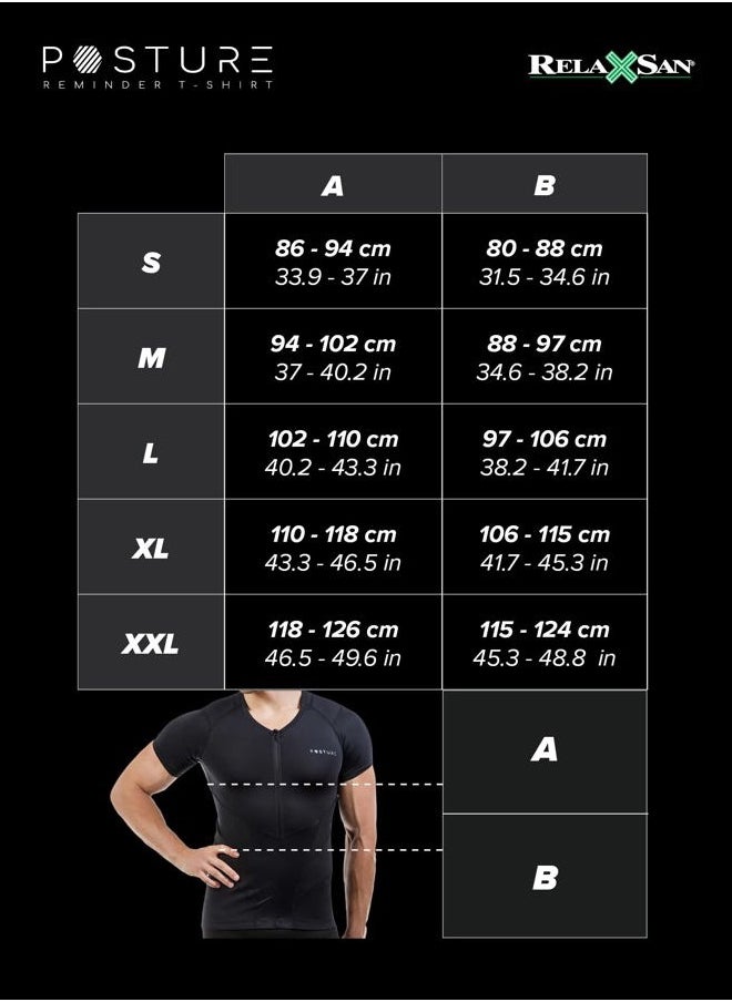 RelaxSan Posture 4070-RP (White M) T shirt, Back Straightener Posture Corrector for Man, Lumbar Support, Breathable  - Image 2