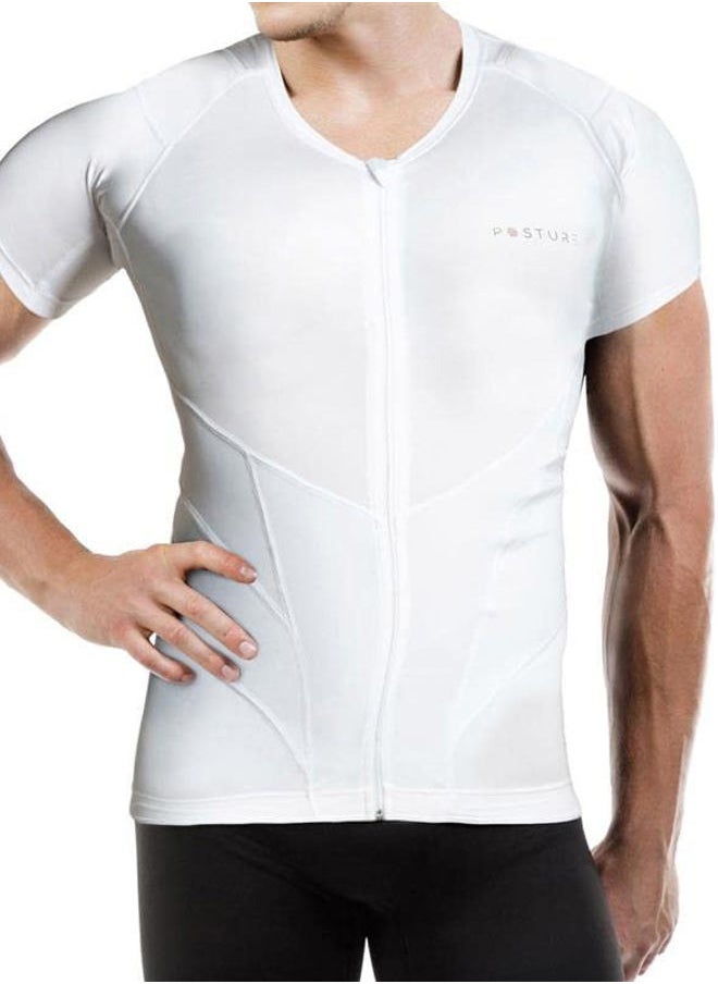RelaxSan Posture 4070-RP (White M) T shirt, Back Straightener Posture Corrector for Man, Lumbar Support, Breathable  - Image 1