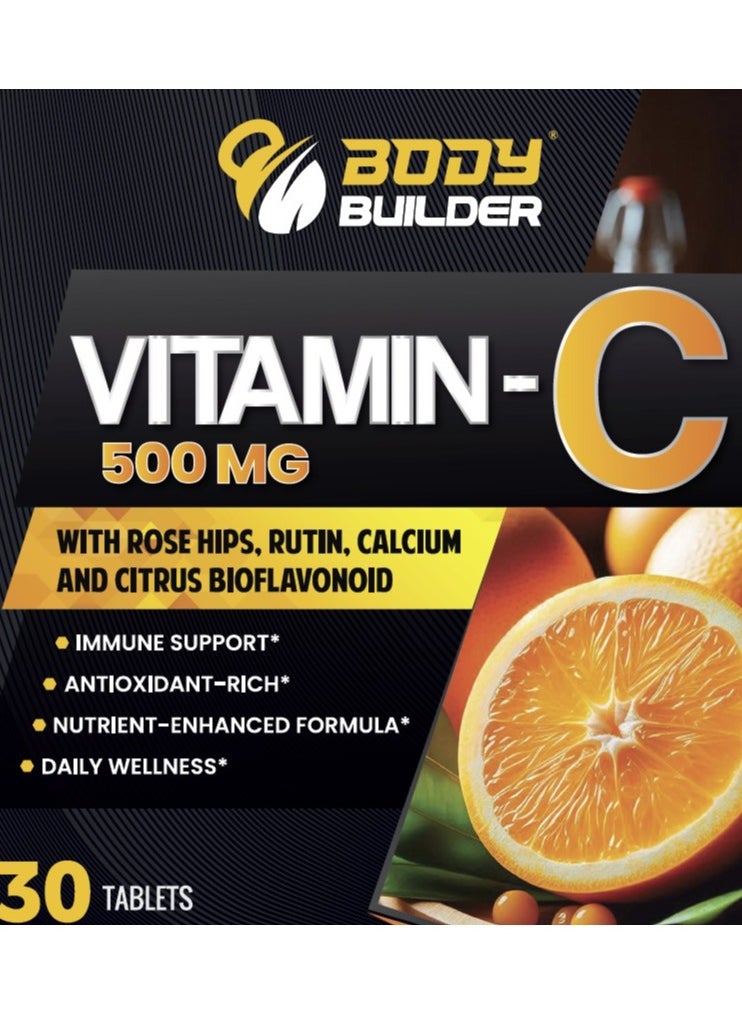 Body Builder Vitamin C 500 mg 30 Tablets-Manufactured in USA FDA,GMP Certified Facility- Supports Immune Health Rich in Antioxidants  - Image 4