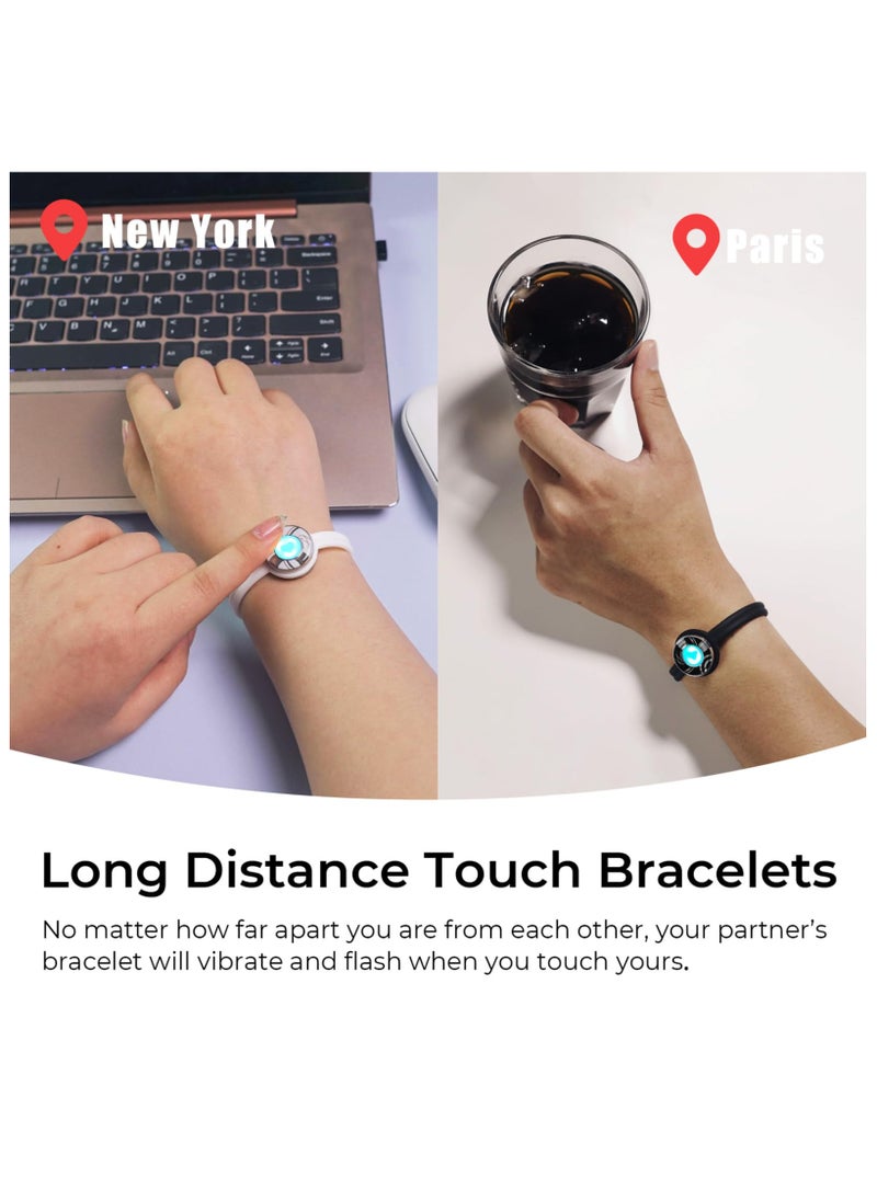 SYOSI - Long Distance Touch Bracelets, Vibration & Light up for Love -Pair of Couples Bracelets | Unique Long Distance Relationship Gifts for Girlfriend Bluetooth Pairing Jewelry, Always Stay Connected - Image 1